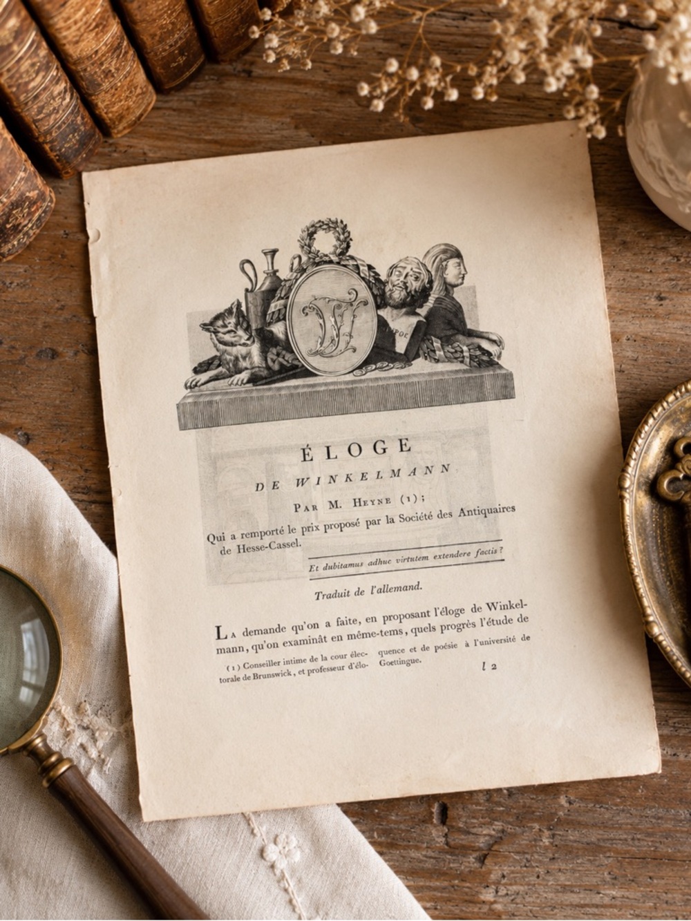Original 18th Century French Book Leaf Winkelman c. 1781–1794 Antique Art